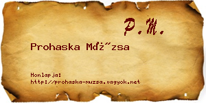 Prohaska Múzsa névjegykártya